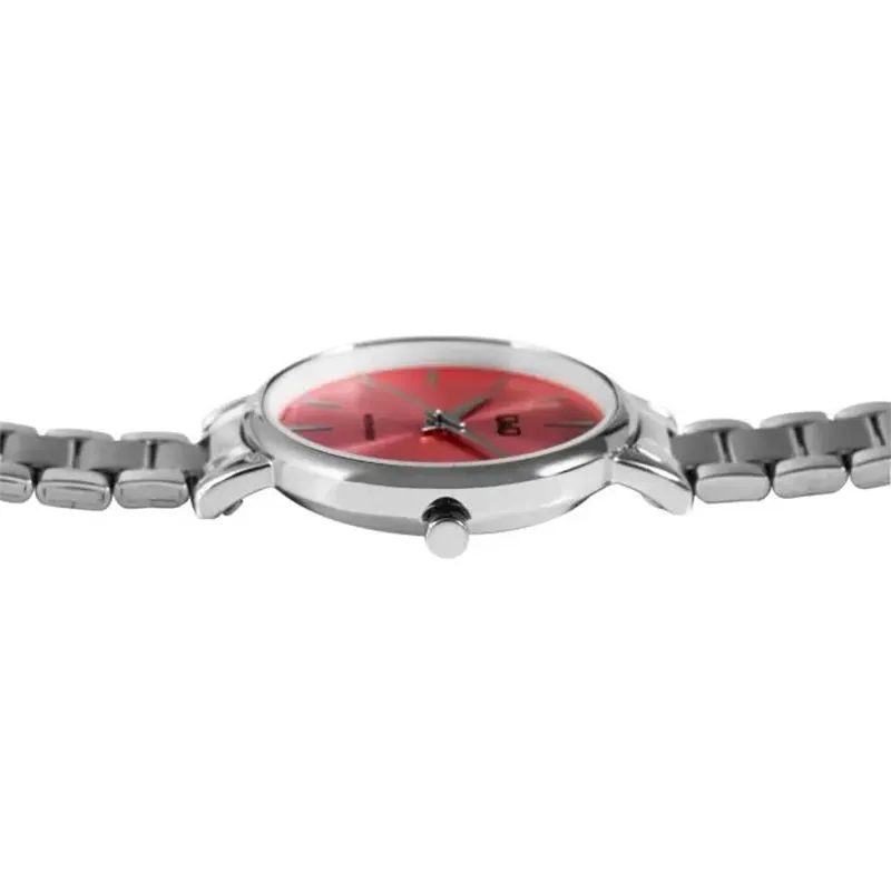 Q&Q Pink Dial Silver Quartz Ladies Watch- Q56A-001PY
